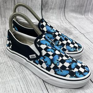 Vans Women's Blue Butterfly Slip-On Shoes